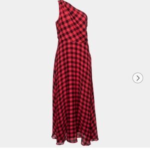 Polo by Ralph Lauren One-Shoulder Red and Black Dress